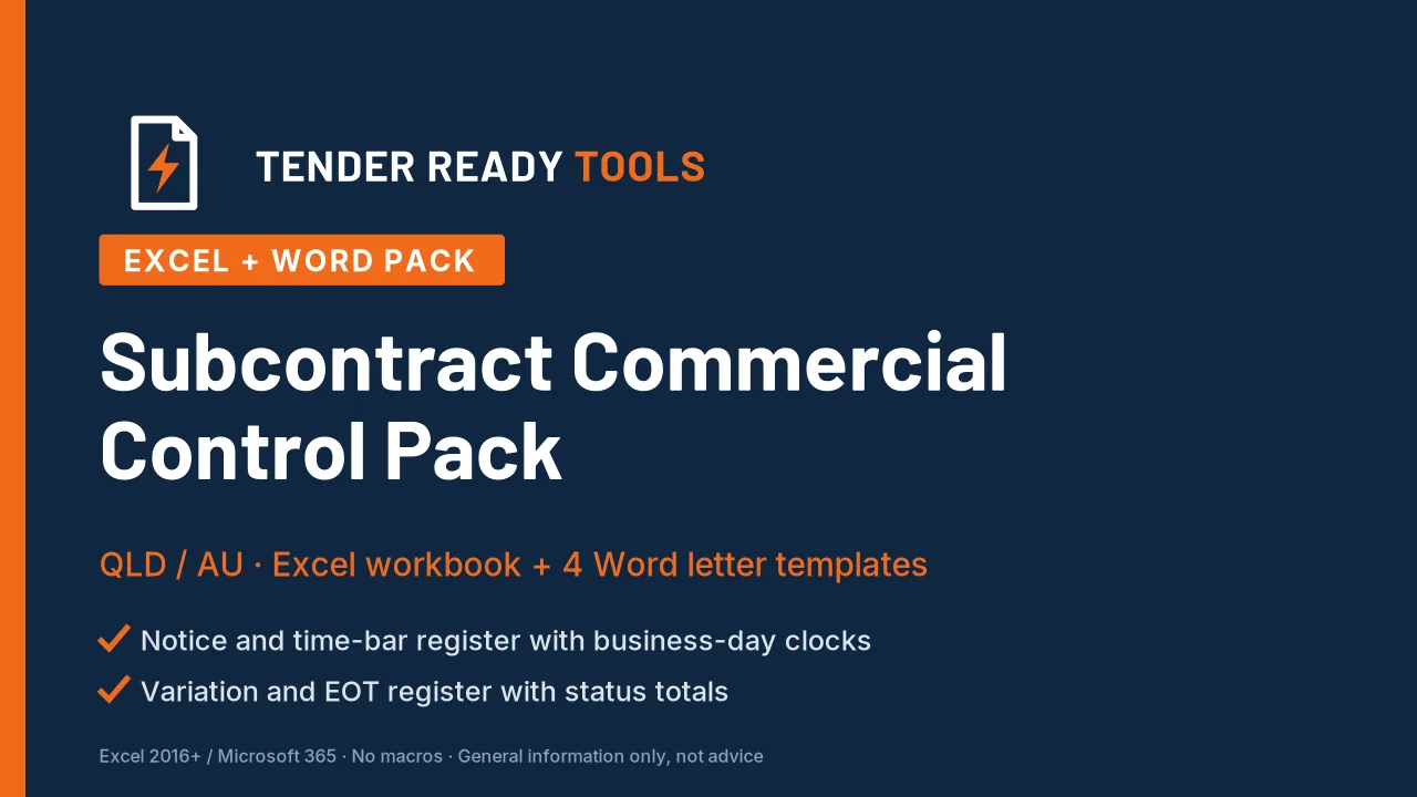 Subcontract Commercial Control Pack cover